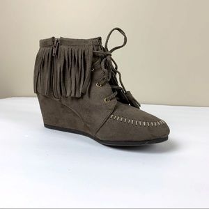 Maurices Fringe Ankle Boots in Brown